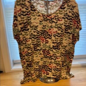 J. Jill Black Short Sleeve T-Shirt with Floral Accents size M